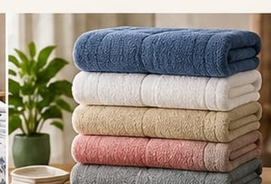 HIMATEX Luxury Combed Cotton Bath & Face Towel Stack